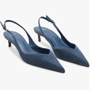 Mango Blue Denim Pointed Heels